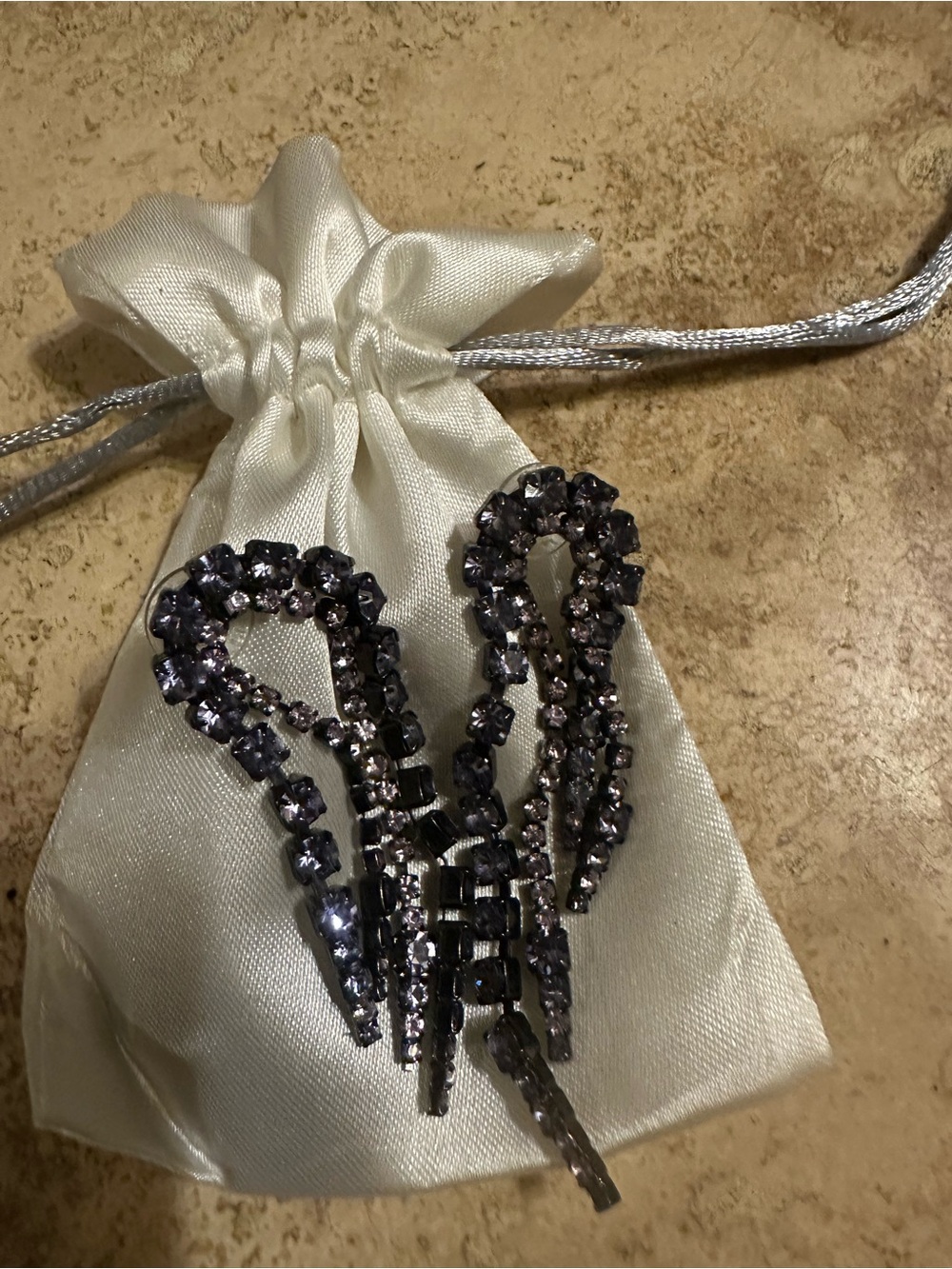 Crystal Drop Statement Earrings - Purple Crystals